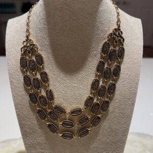 Elegant Vintage Gold and Black Women's Multistrand Necklace